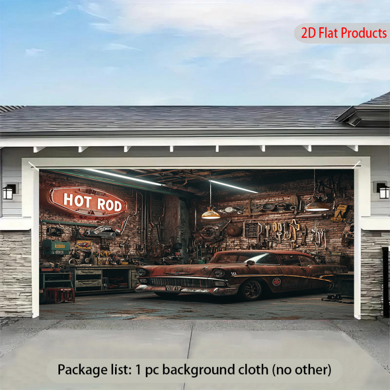 1Vintage Car Garage Banner Bac - مراجعة Auto Repair Shop Background وسعره