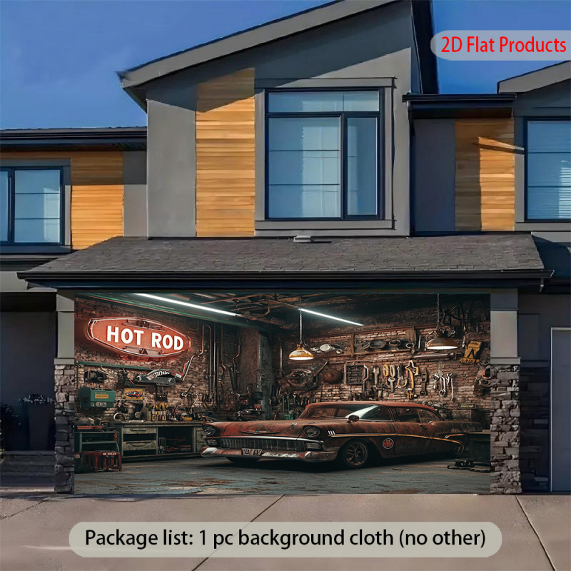 1Vintage Car Garage Banner Bac - مراجعة Auto Repair Shop Background وسعره