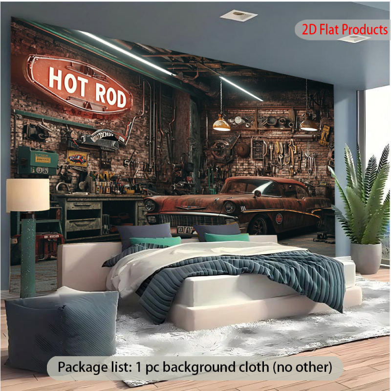 1Vintage Car Garage Banner Bac - مراجعة Auto Repair Shop Background وسعره